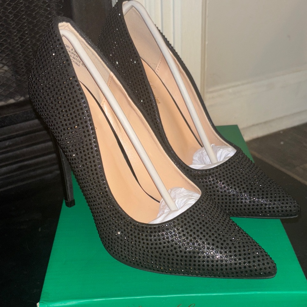 Lauren Lorraine Black Sparkle Heels